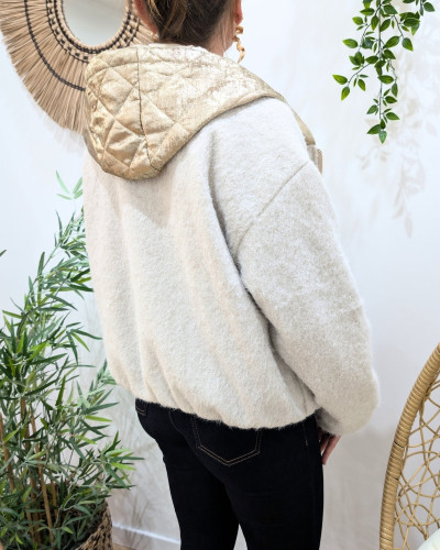 Veste femme capuche matelassée dorée Elinea
