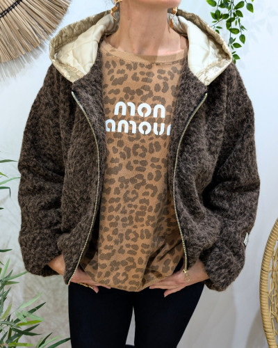 Veste femme capuche matelassée dorée Elinea