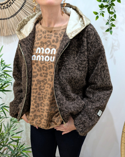 Veste femme capuche matelassée dorée Elinea