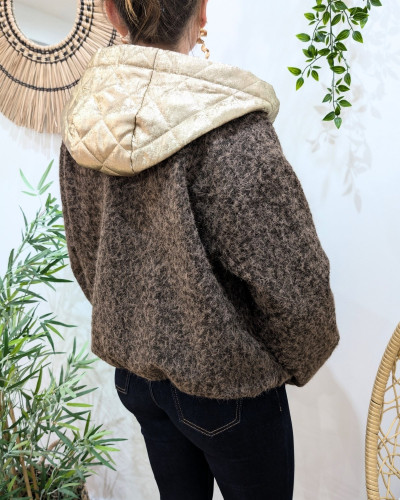 Veste femme capuche matelassée dorée Elinea