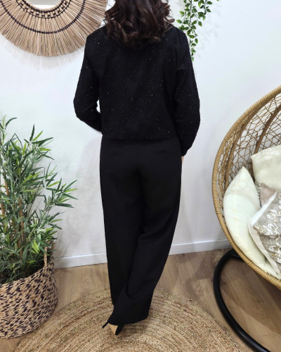 Bombers femme noir broderies cachemires et sequins dorés