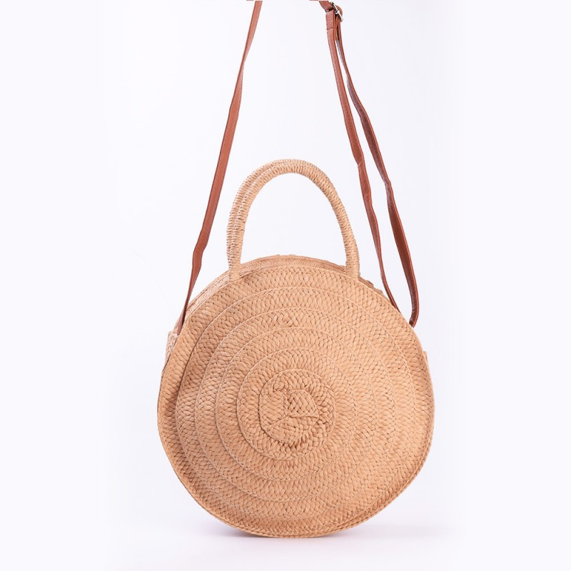 Sac en paille camel et doré Horolia