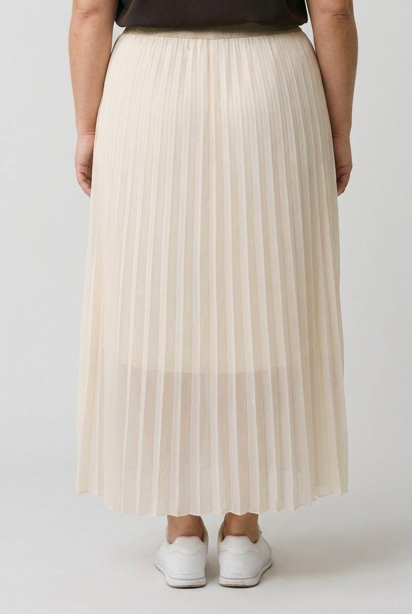 Jupe longue plissée femme grande taille élastique doré pailleté