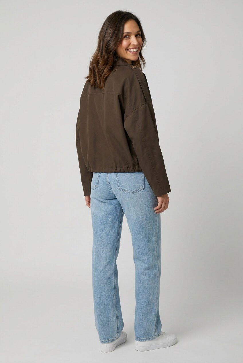 Veste femme bombers marron choco coupe vent