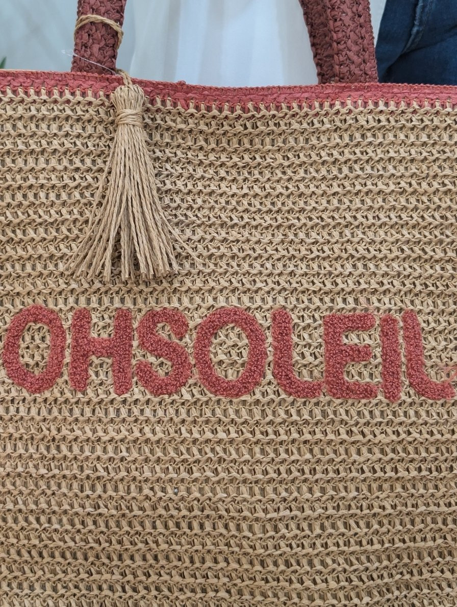 Sac cabas paille OH SOLEIL terracotta