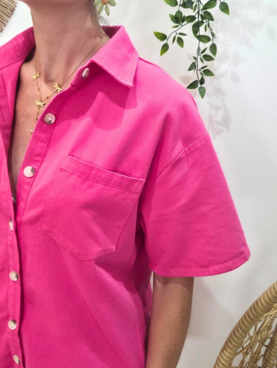 Combishort femme unie rose fuchsia