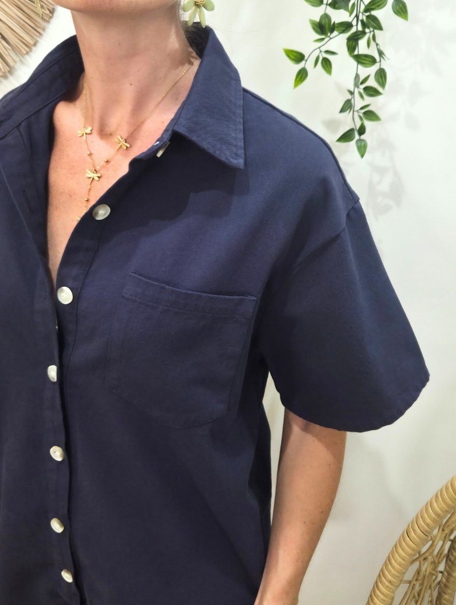 Combishort femme unie bleu marine