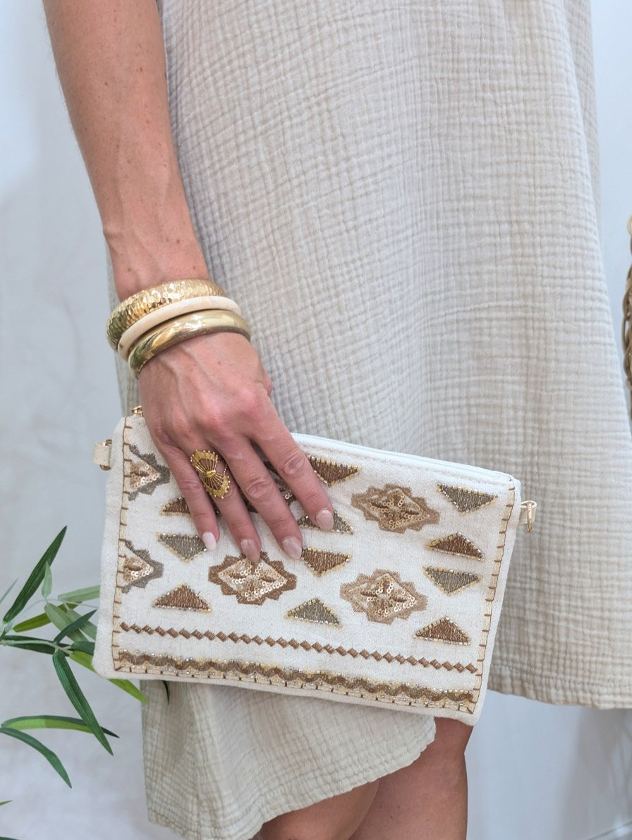 Sac pochette femme bohème perles et sequins
