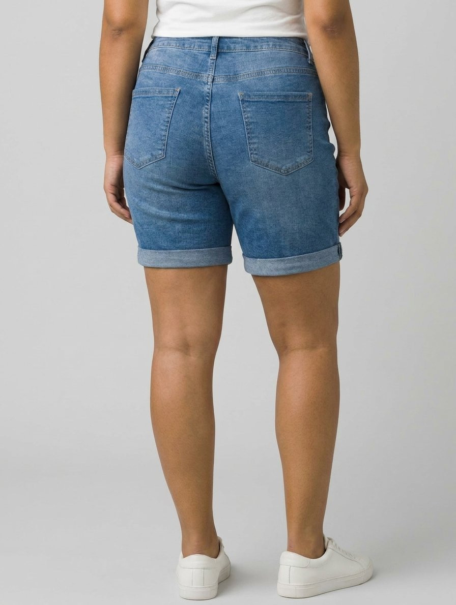 Short en jean femme grande taille bleu moyen