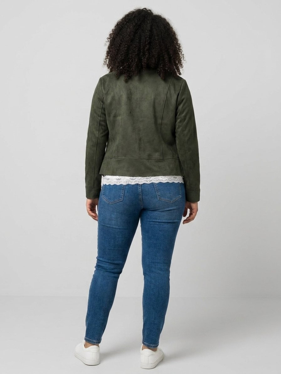 Perfecto femme fin suédine kaki foncé