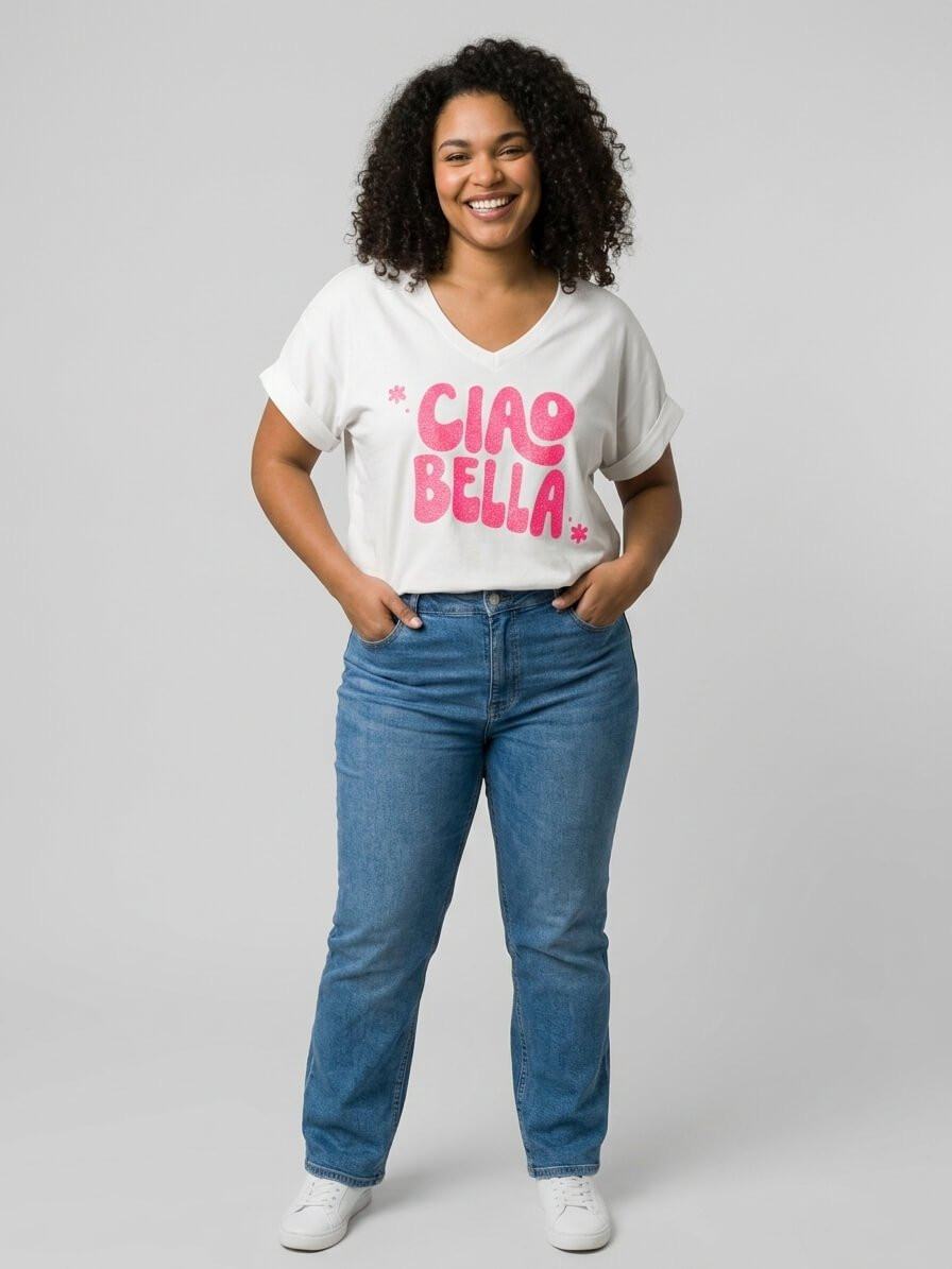 T-shirt femme col V CIAO BELLA