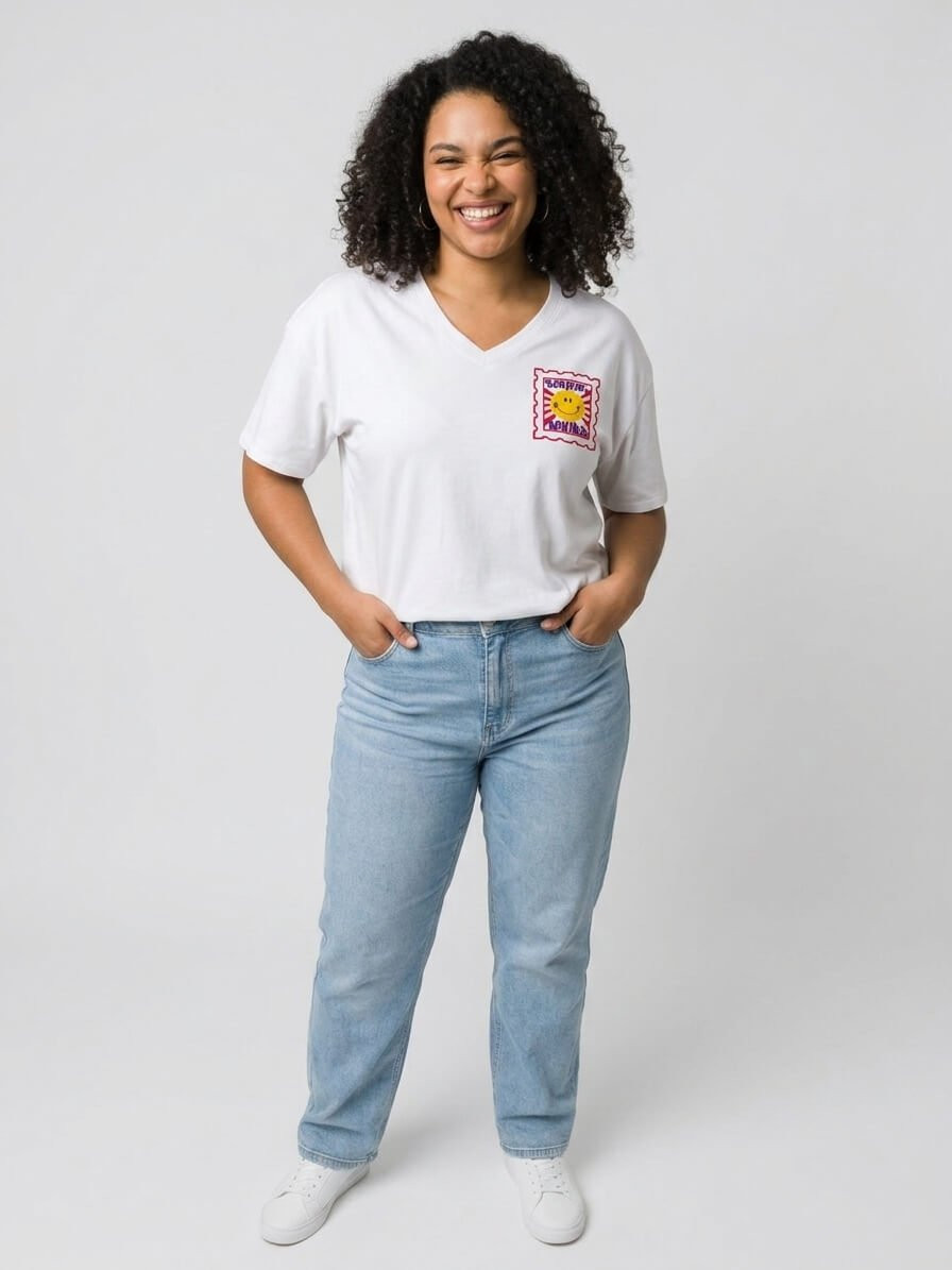 T-shirt femme col V Sending Smiles