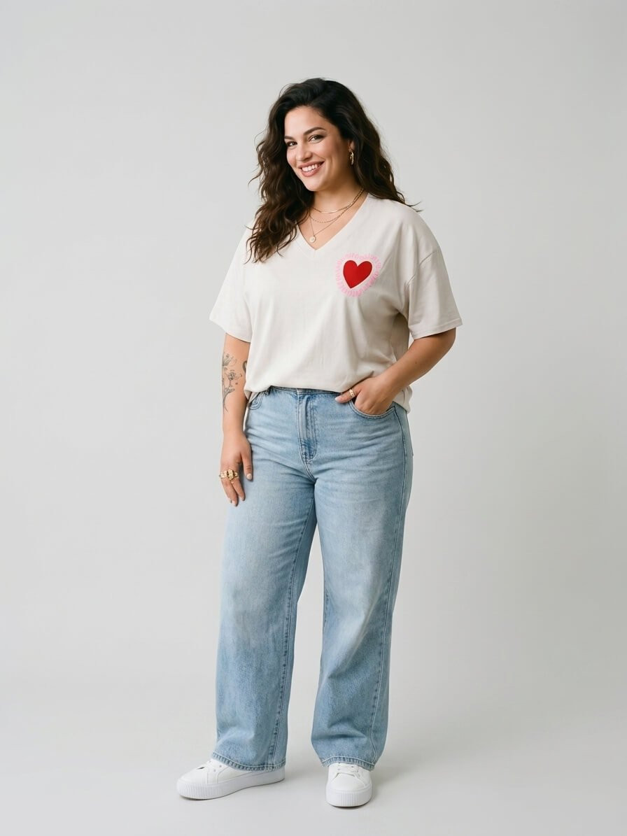 T-shirt femme col V Que du love