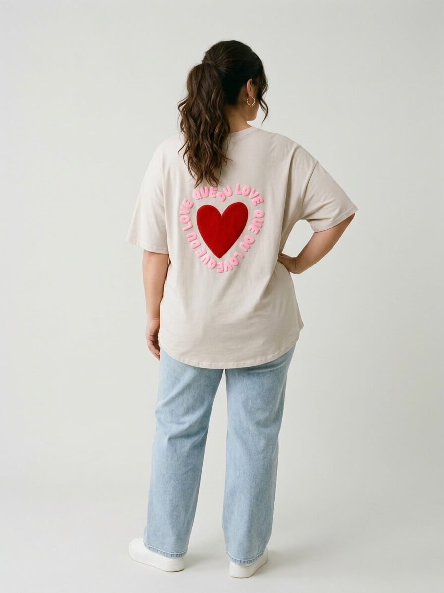 T-shirt femme col V Que du love