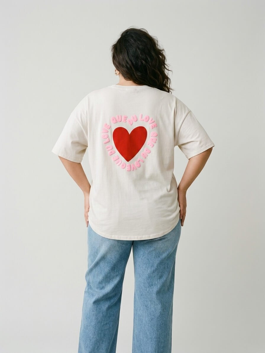 T-shirt femme col V Que du love