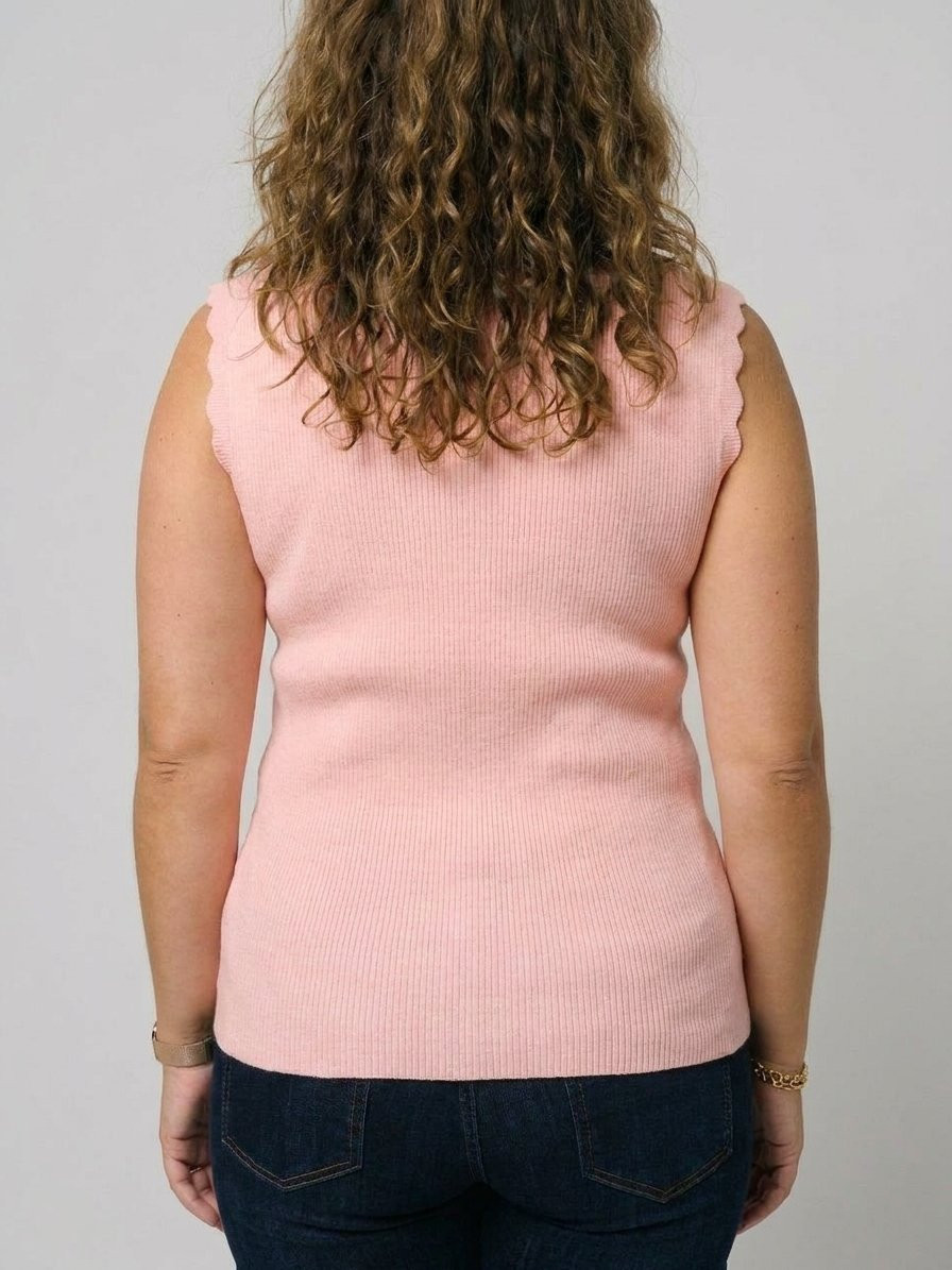Top femme côtelé rose pâle Lucilla