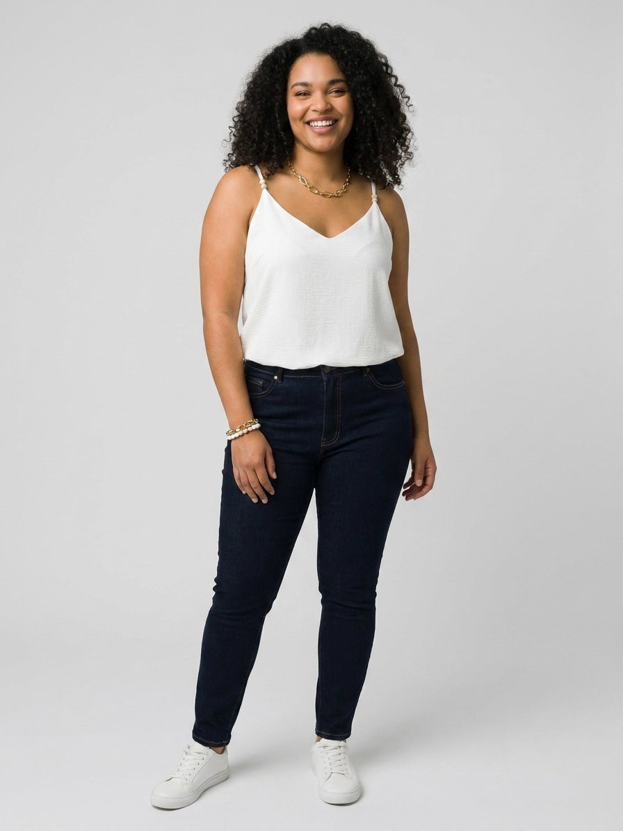 Top femme grande taille à bretelles perlées Tecla
