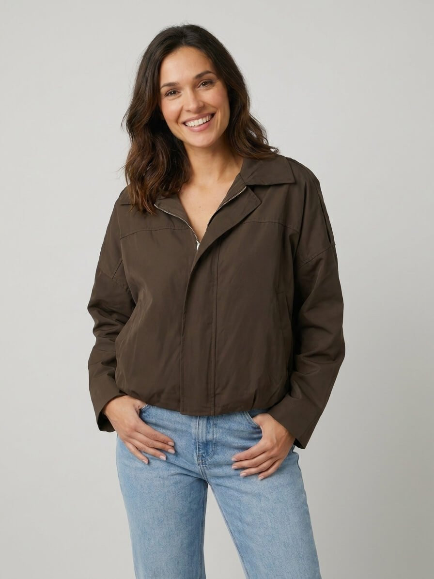 Veste femme bombers marron choco coupe vent