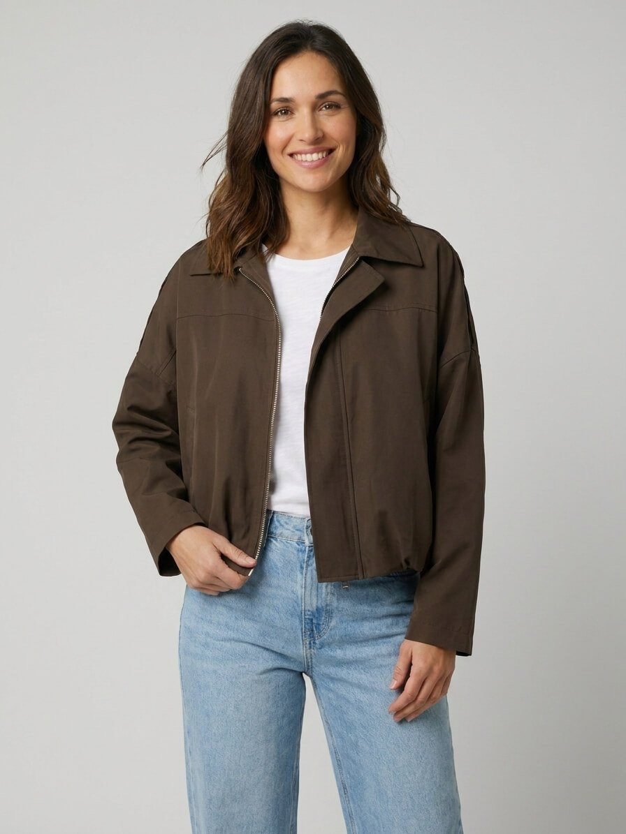Veste femme bombers marron choco coupe vent