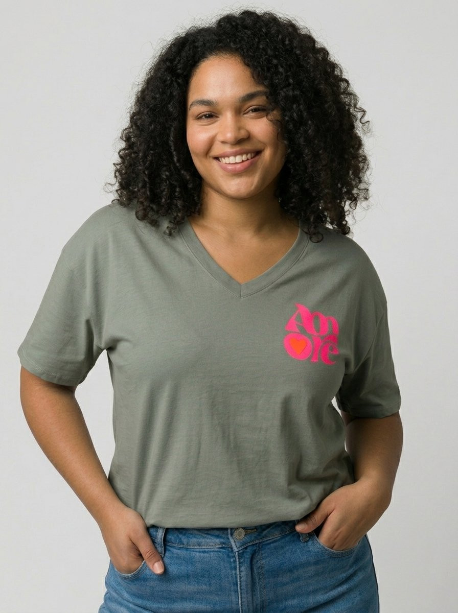 T-shirt femme col V Amore