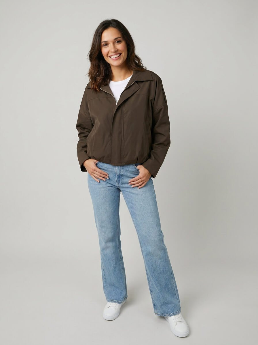 Veste femme bombers marron choco coupe vent