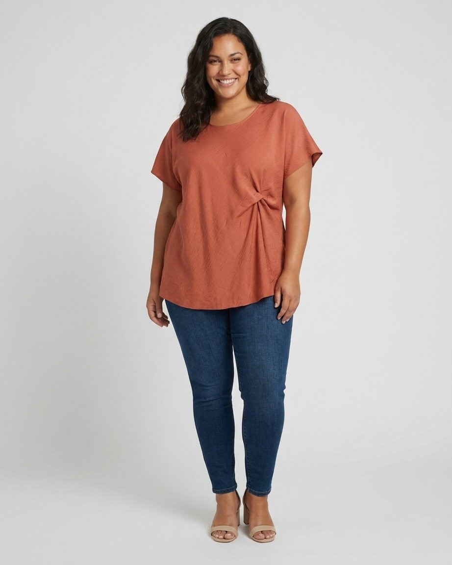 Blouse femme grande taille fluide nouée