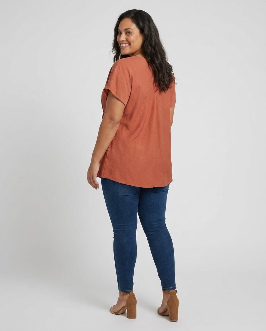 Blouse femme grande taille fluide nouée