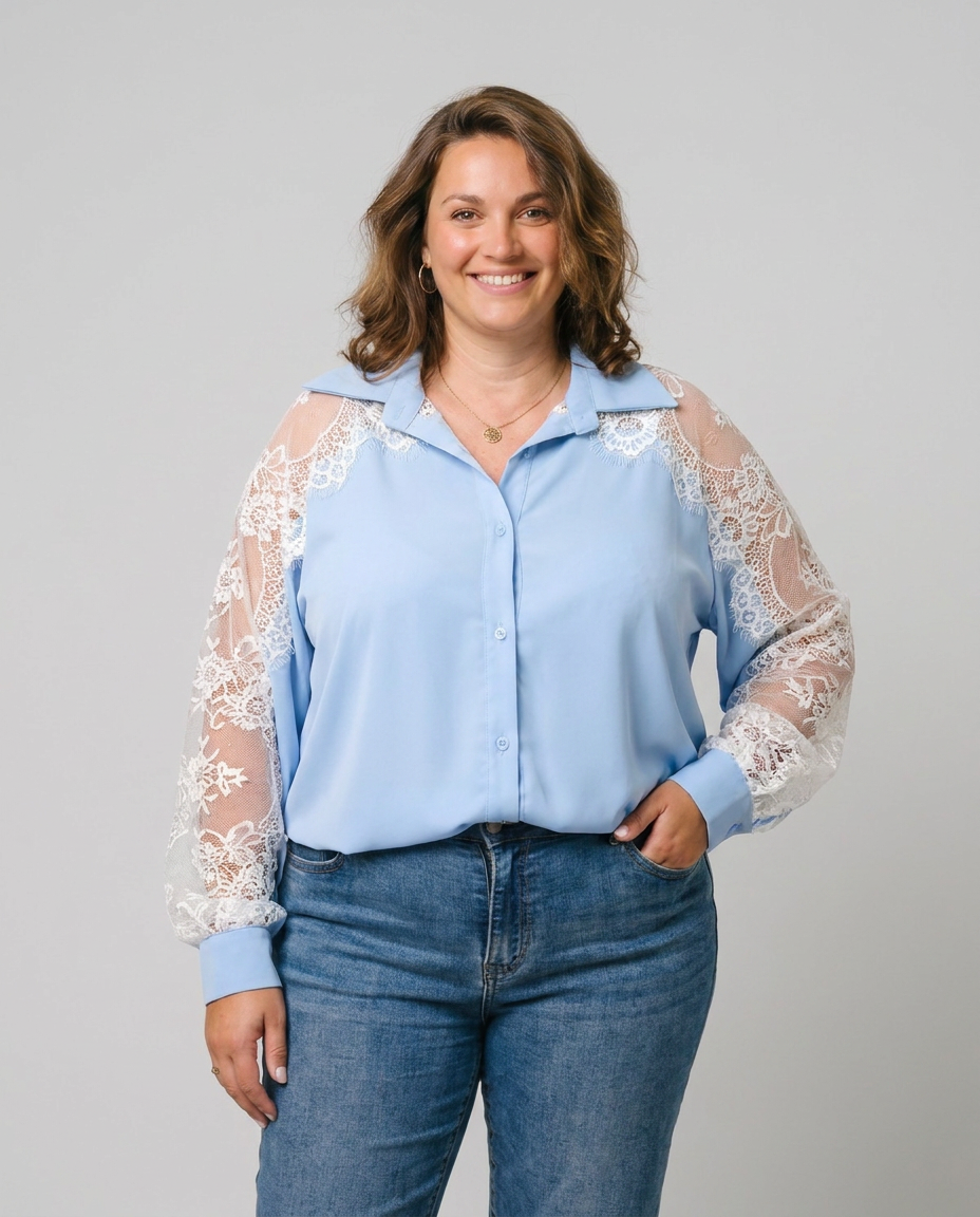 Chemisier femme fluide manches dentelle