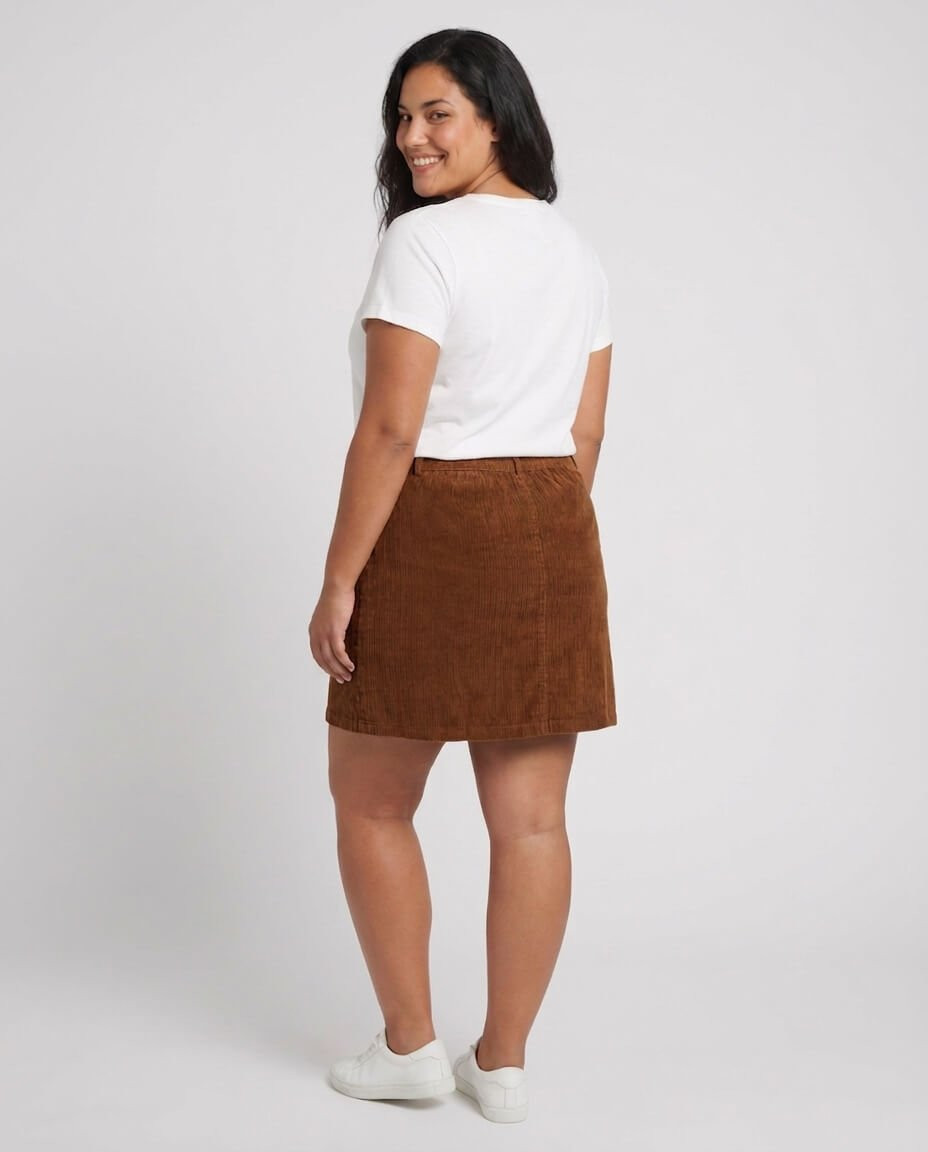 Jupe courte femme velours cotelé marron Tessa
