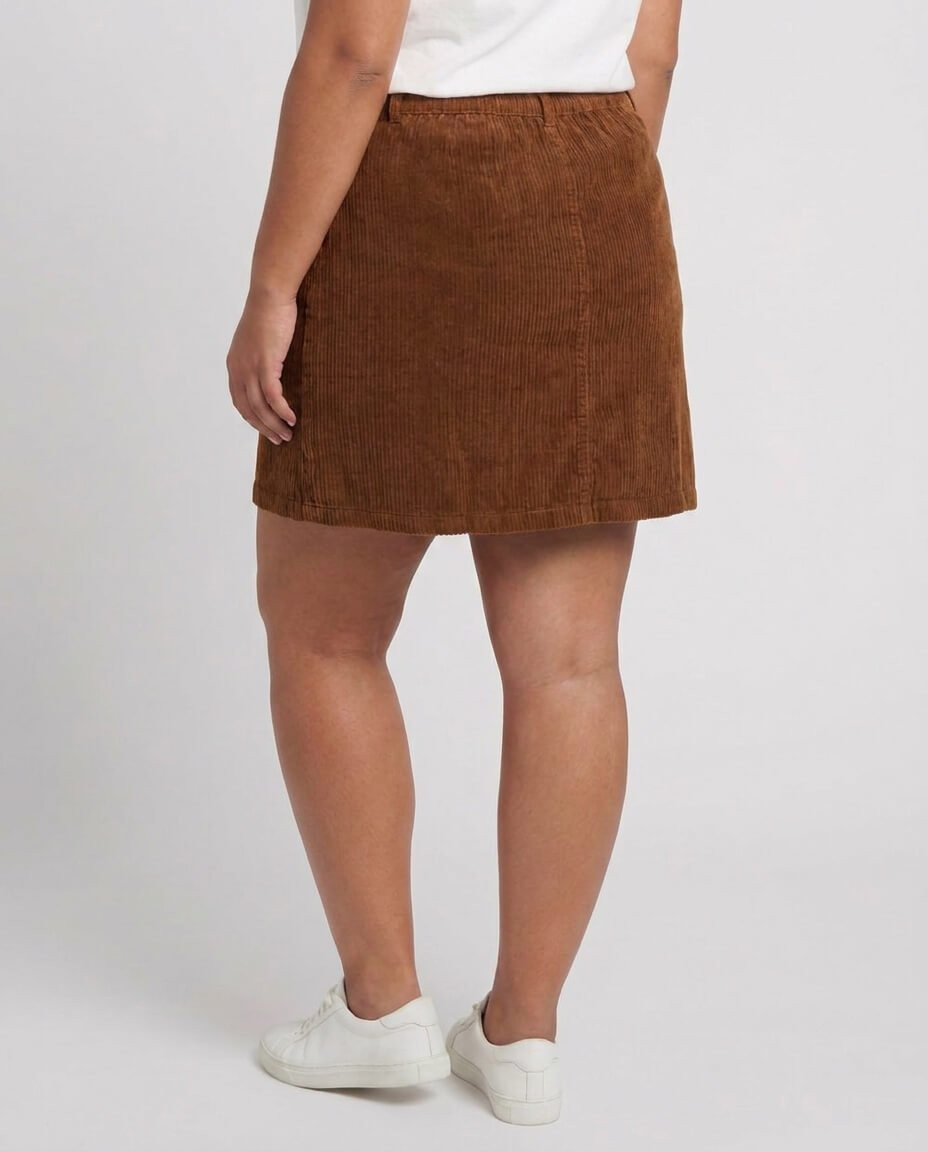 Jupe courte femme velours cotelé marron Tessa