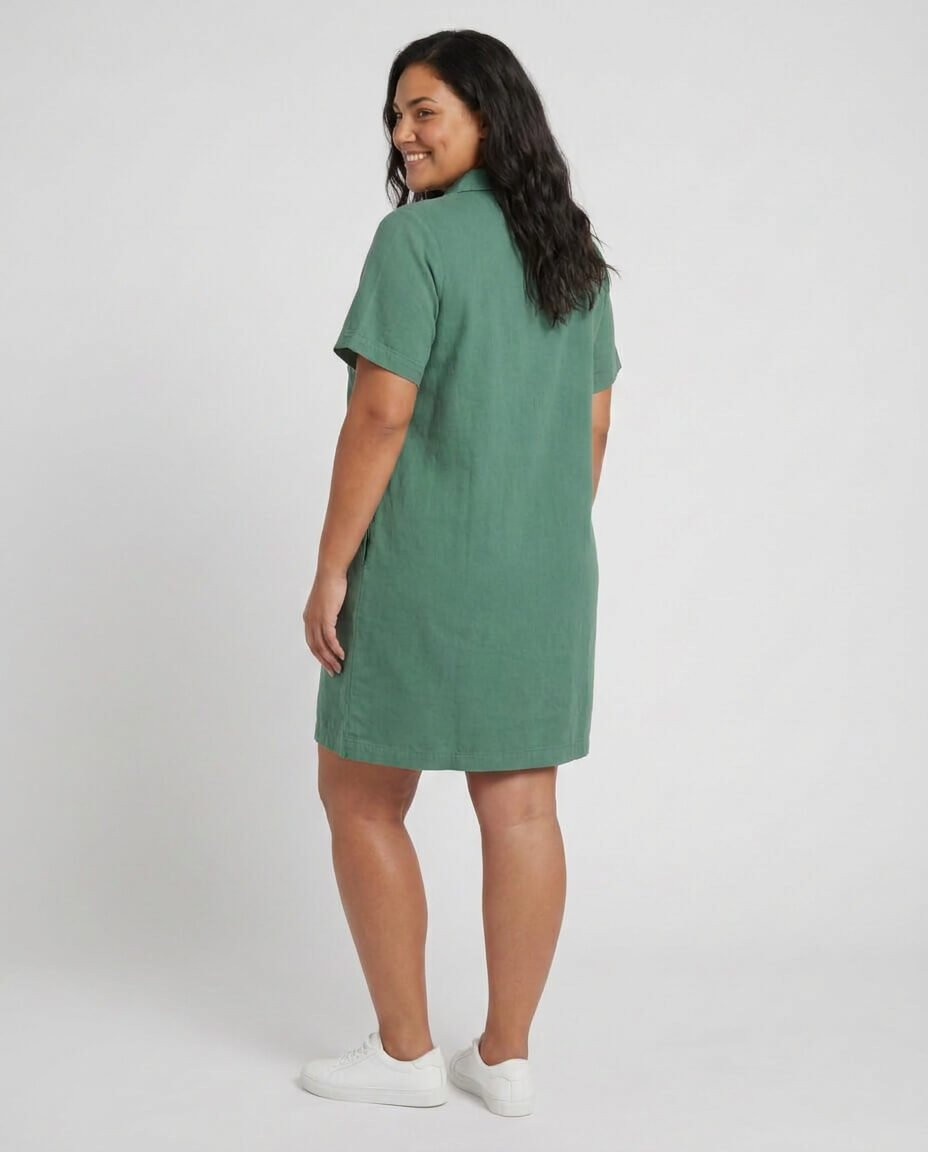  Robe courte droite femme unie kaki