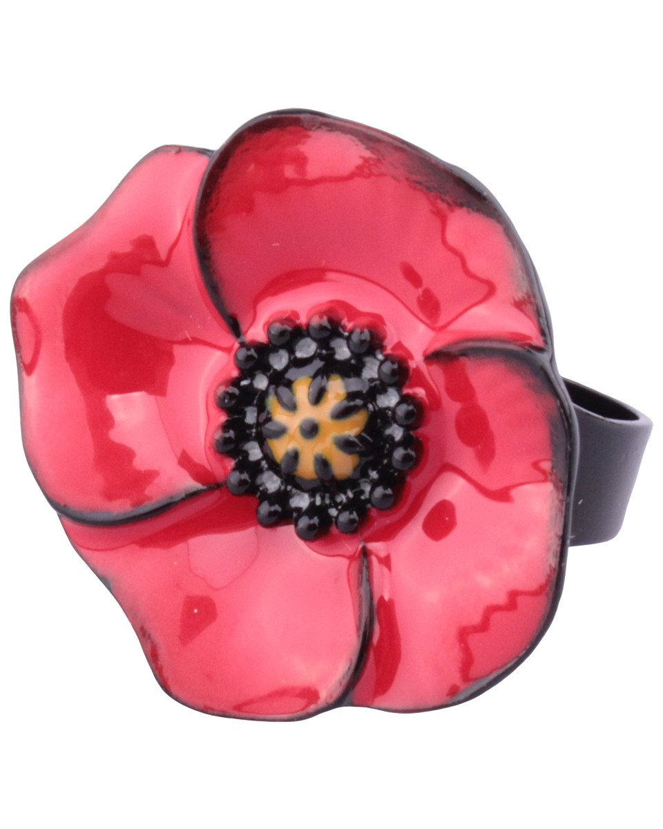 Bague coquelicot rouge