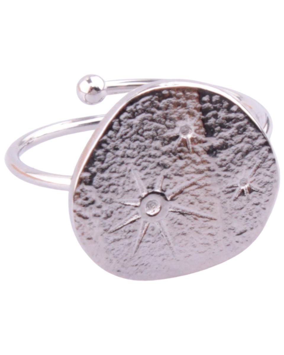 Bague acier argent médaillon étoilé LOLILOTA