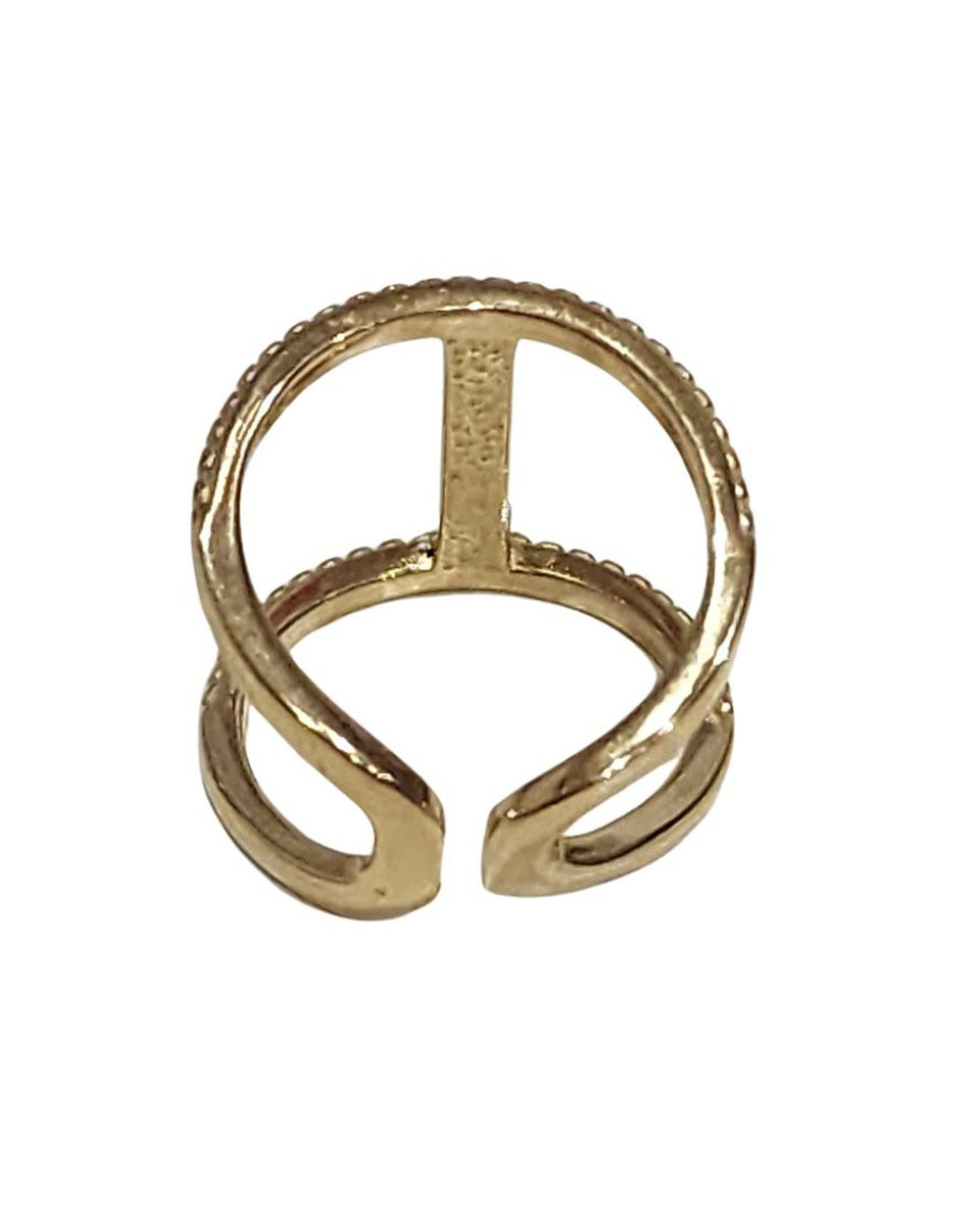 Bague femme acier doré et strass Prisca