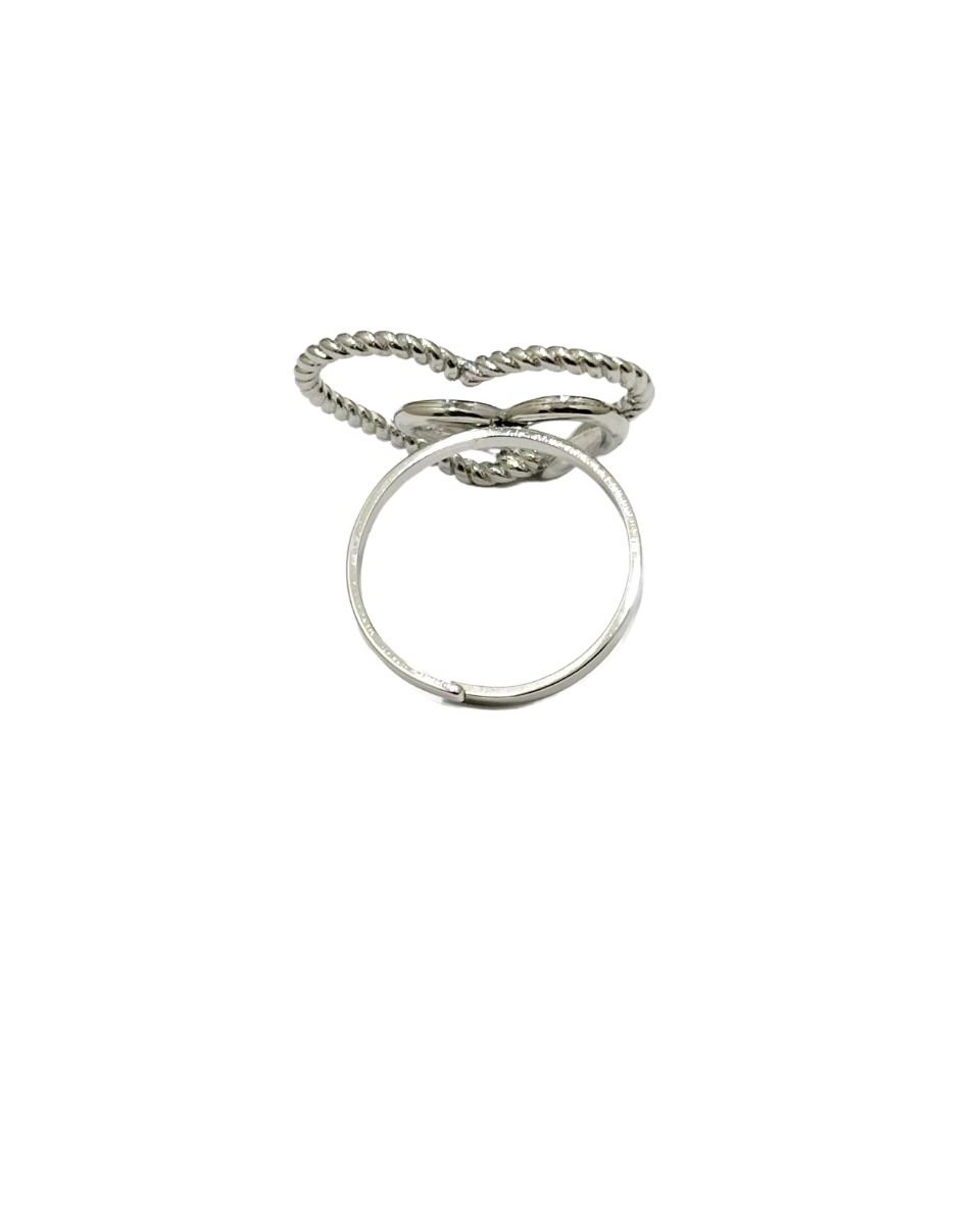 Bague femme acier double coeurs