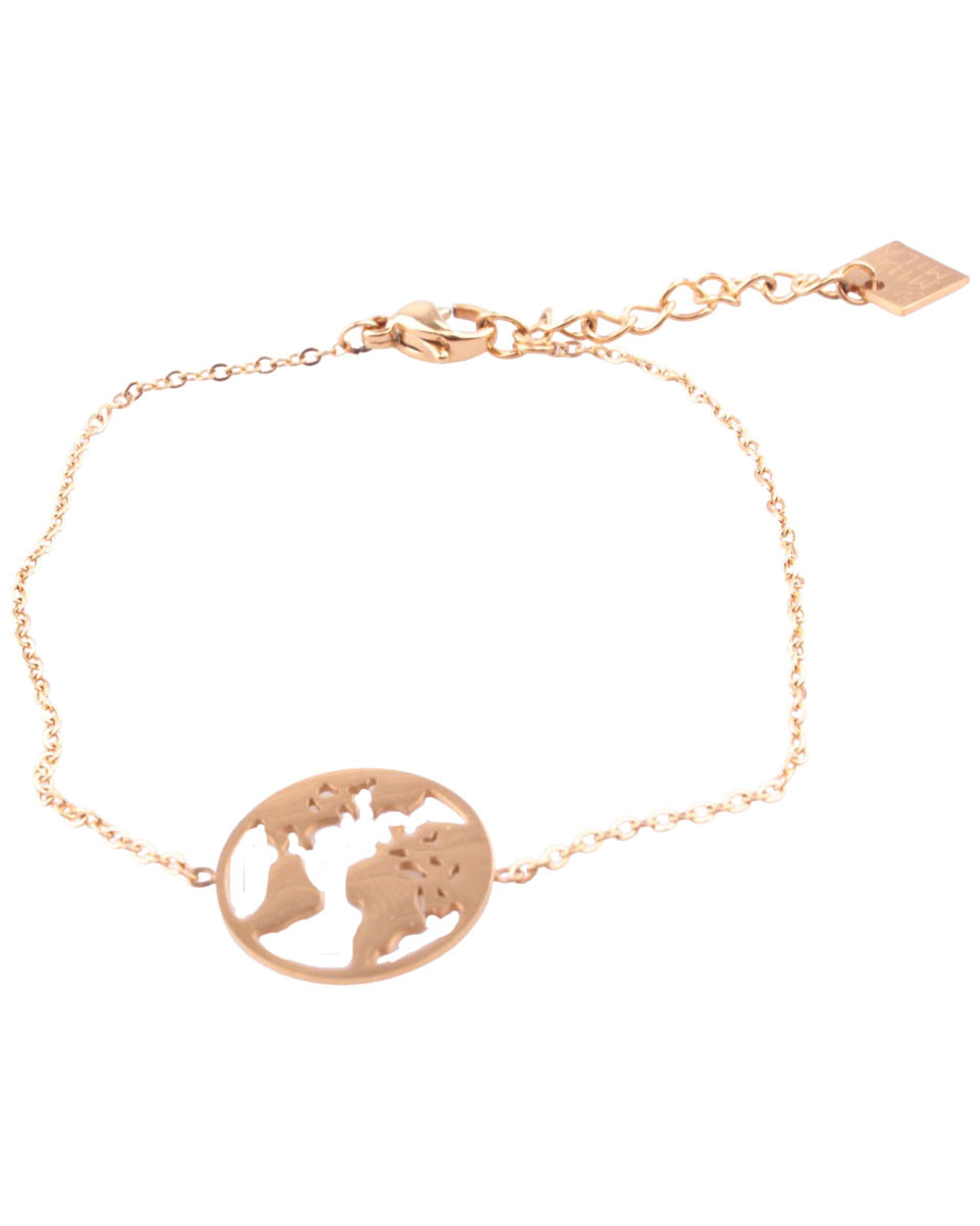 Bracelet MILE MILA Globe terrestre acier doré