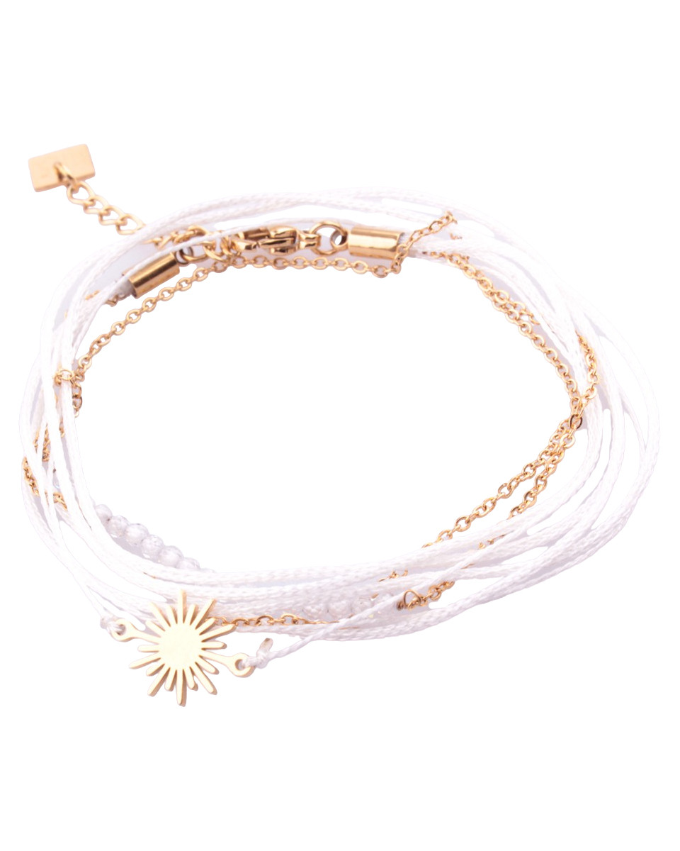 Bracelet MILE MILA Soleil perlé blanc et doré