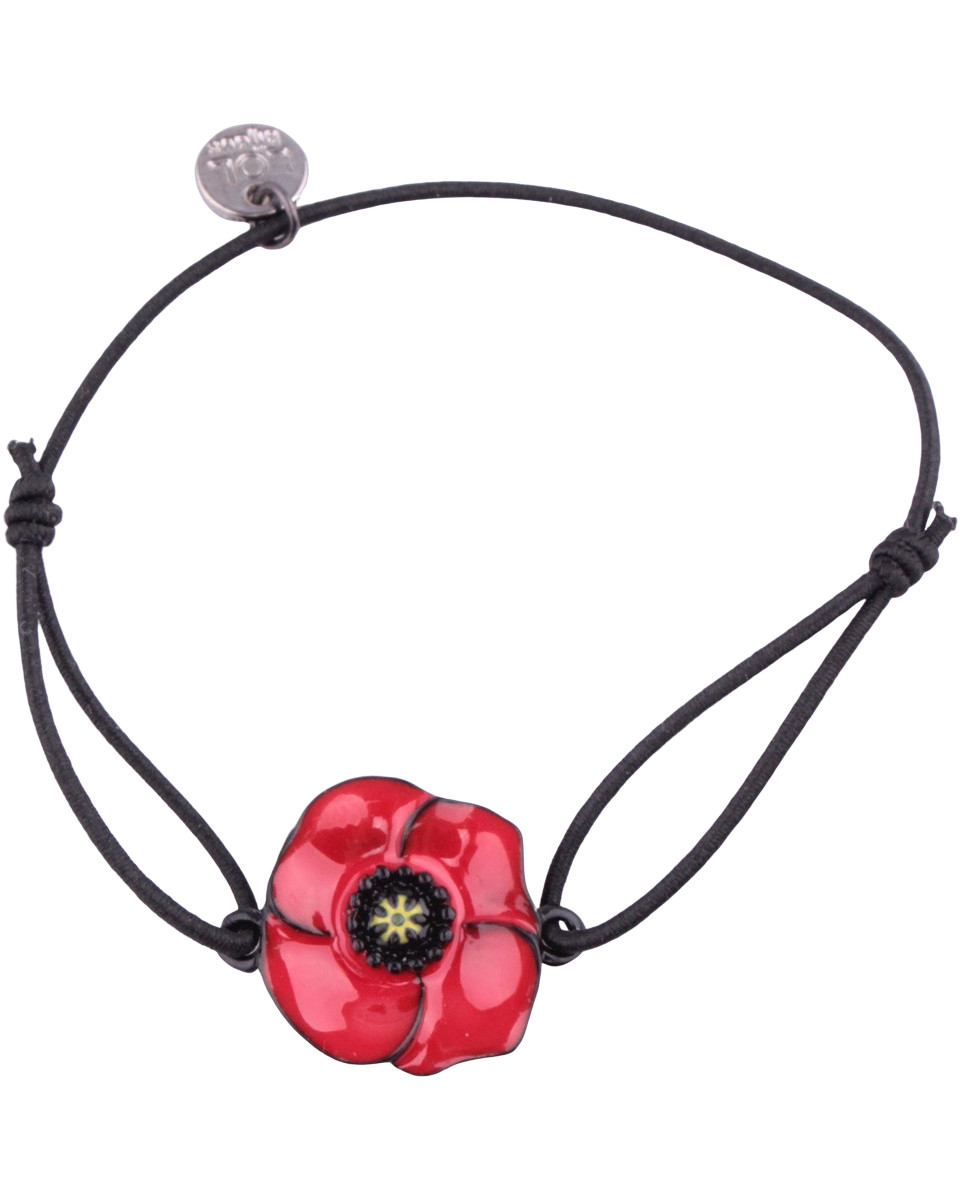 Bracelet LOL élastique coquelicot rouge coeur jaune