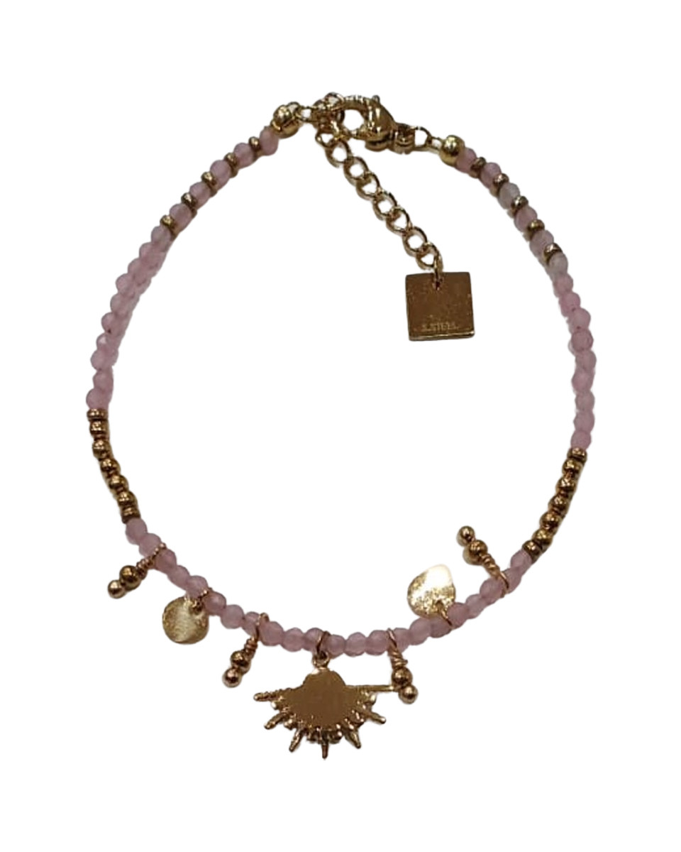 Bracelet demi soleil cristal rose doré