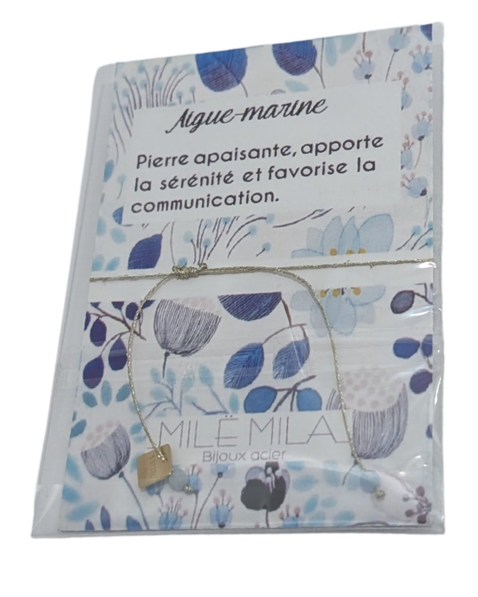 Bracelet Aigue marine acier