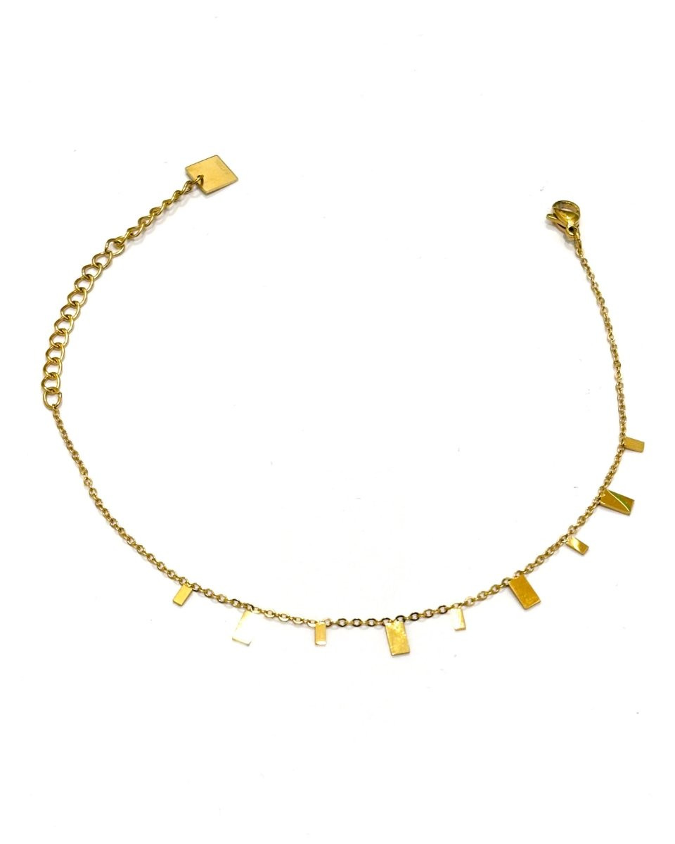 Bracelet femme acier doré petits rectangles