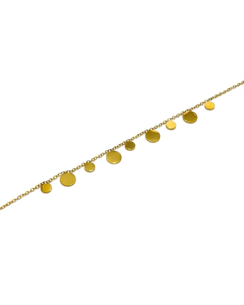 bracelet femme acier doré petites pastilles