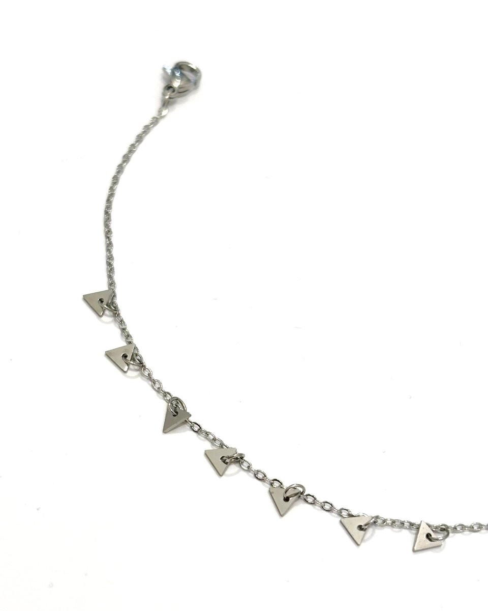 Bracelet femme acier argenté petits triangles
