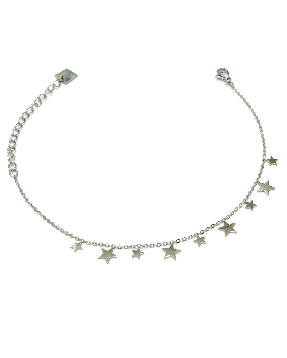 Bracelet femme acier argenté petites étoiles