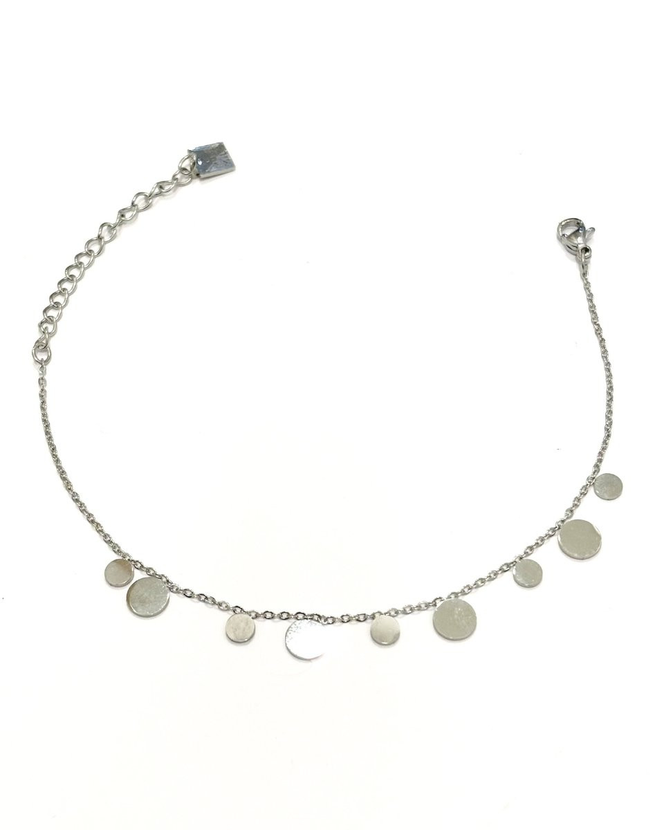 Bracelet femme acier argenté petites pastilles
