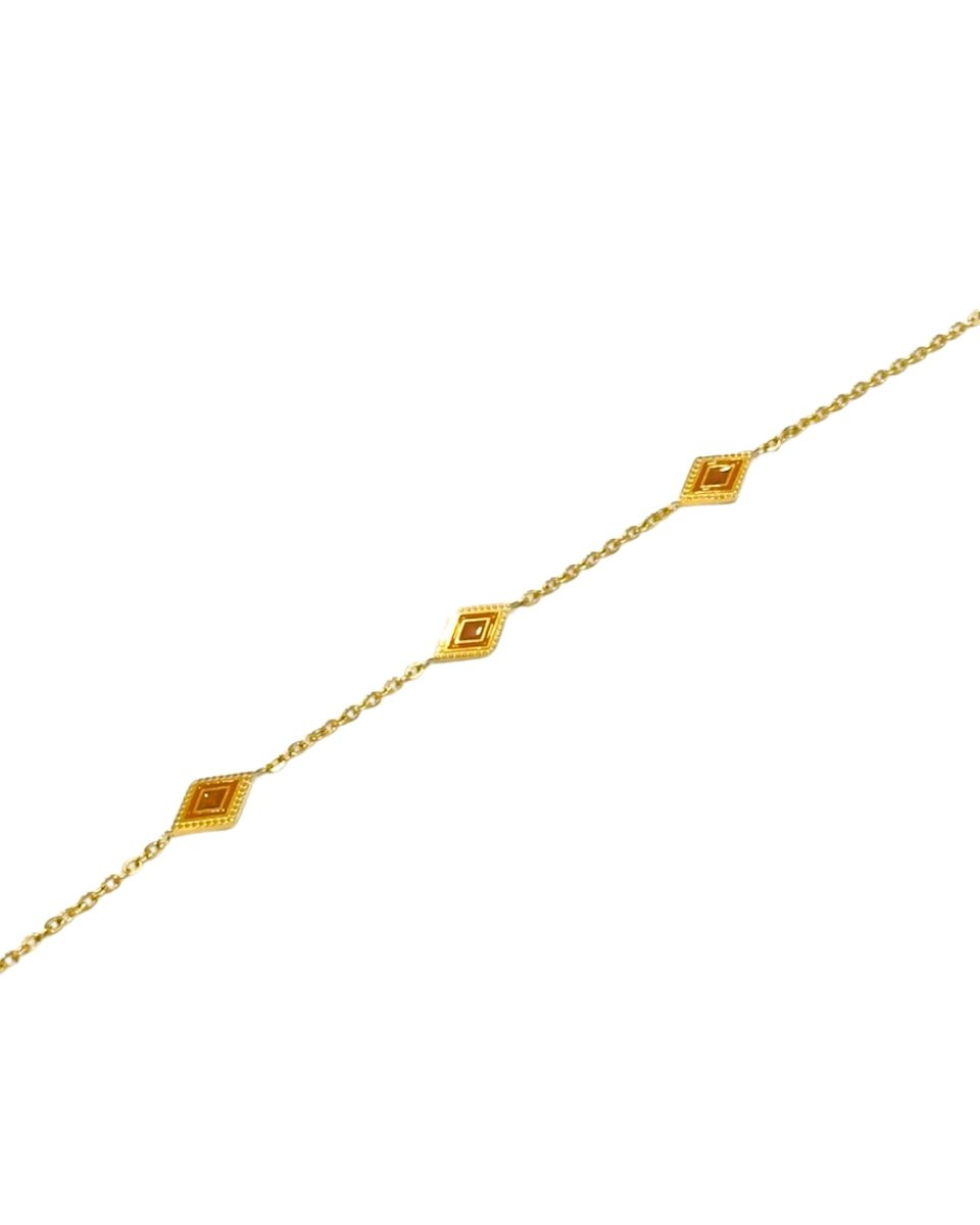 Bracelet acier doré losange marrons et oranges 