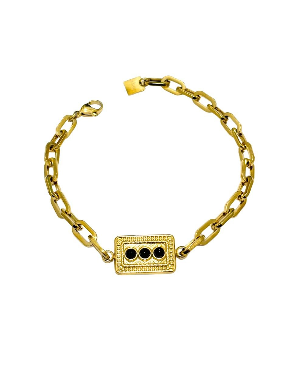 Bracelet acier doré et noir Abi