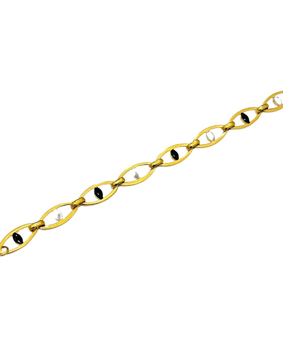 Bracelet acier doré Oeil gris et noir