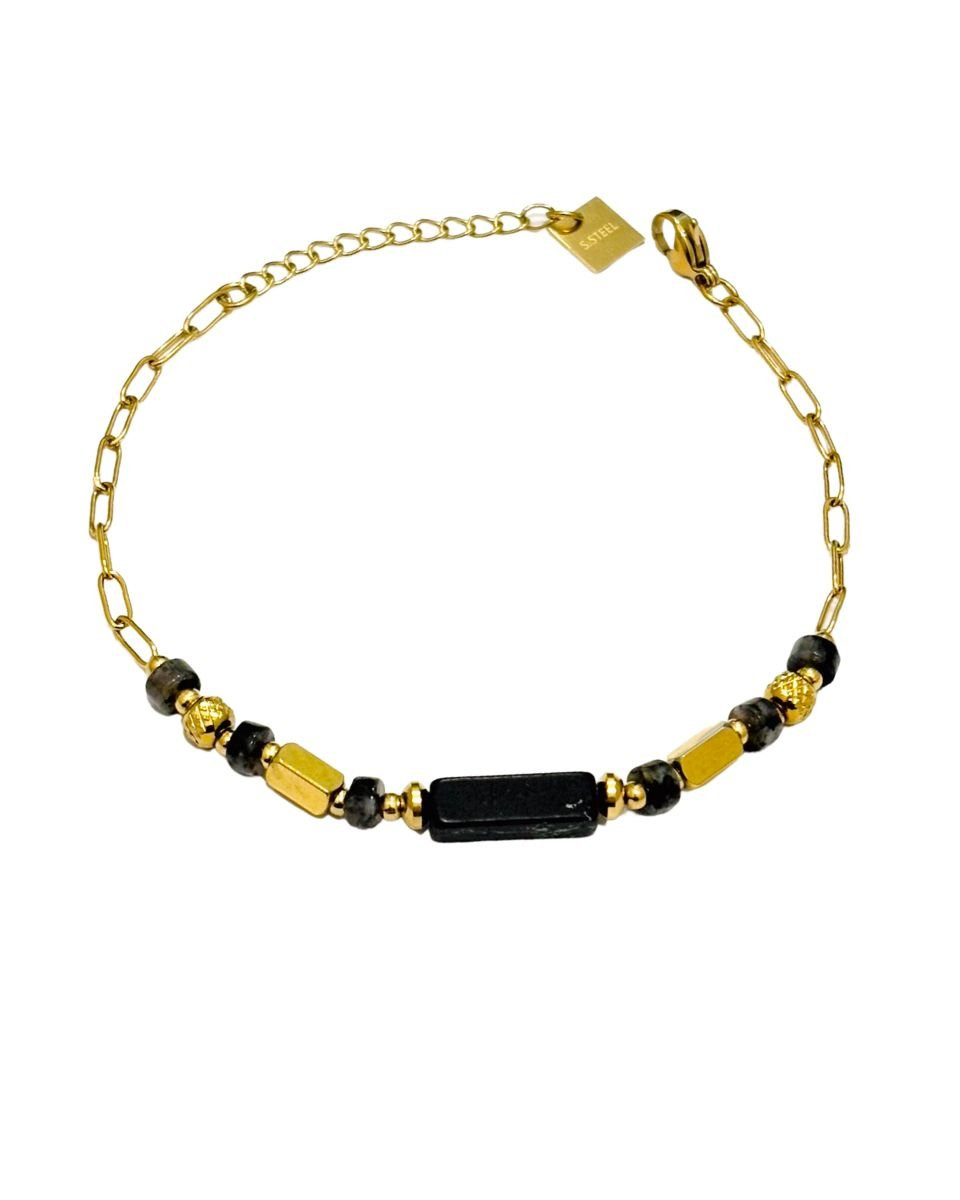 Bracelet acier doré et perles Déva