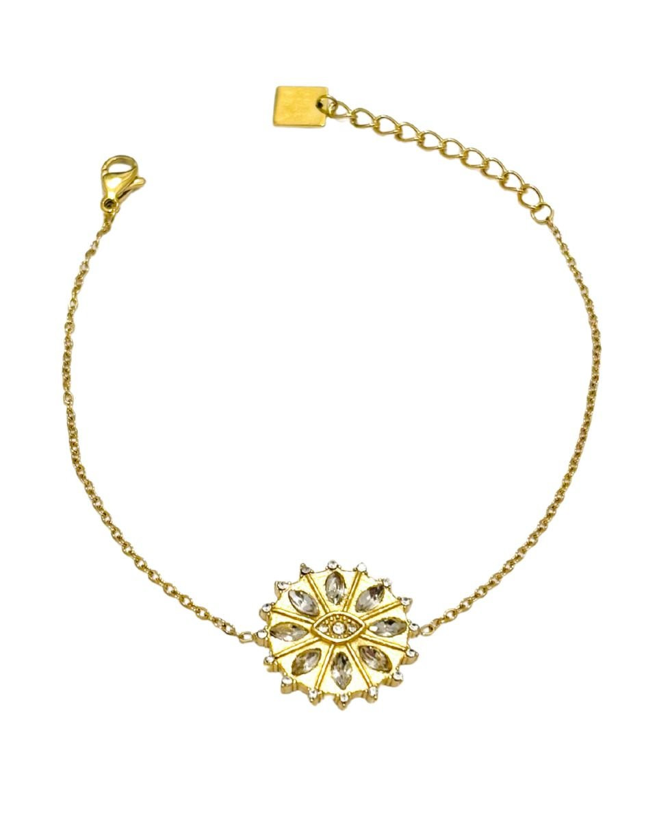 Bracelet acier doré et strass Odélia